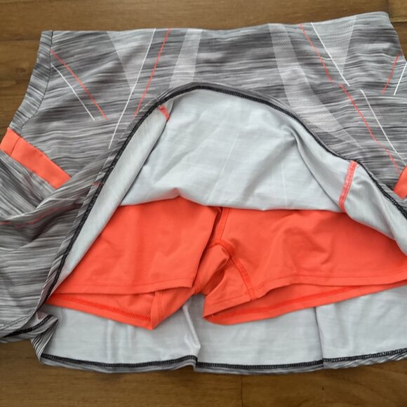 Lucky In Love Athletic Women's Tennis Skirt Skort Gray Orange Size XL (16) - Picture 2 of 5